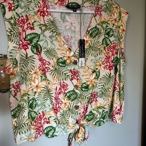 Velvet Heart Tropical Print Blouse - Red, Green, Yellow